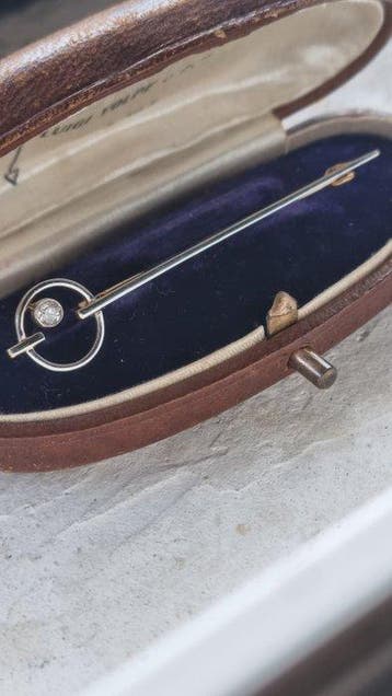 Broche - 18 karaat Geel goud, Witgoud Diamant (Natuurlijk) -