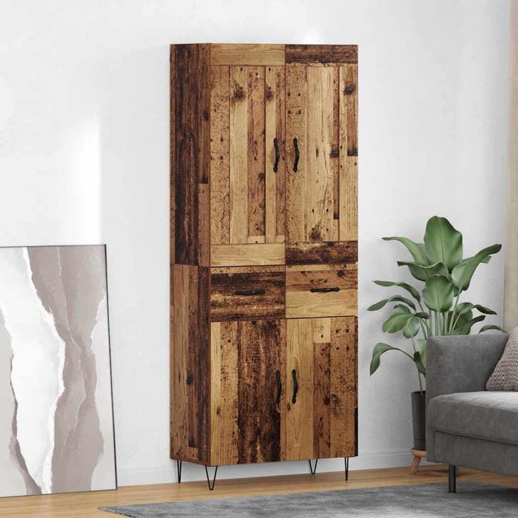 vidaXL Highboard met lade Oud Hout 69,5 x 34 x 180 cm, Maison & Meubles, Armoires | Dressoirs, Envoi