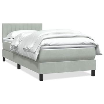 vidaXL Boxspring met matras fluweel lichtgrijs 90x220 cm, Verzenden, Nieuw
