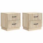 vidaXL Nachtkastje 2 pcs Sonoma Eiken 43 x 34,5 x 44,5 cm, Huis en Inrichting, Slaapkamer | Nachtkastjes, Verzenden, Nieuw
