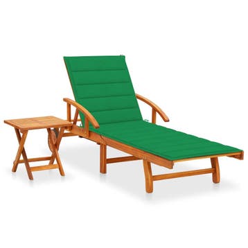 vidaXL Ligbed met tafeltje en kussen massief acaciahout, Tuin en Terras, Verzenden, Nieuw