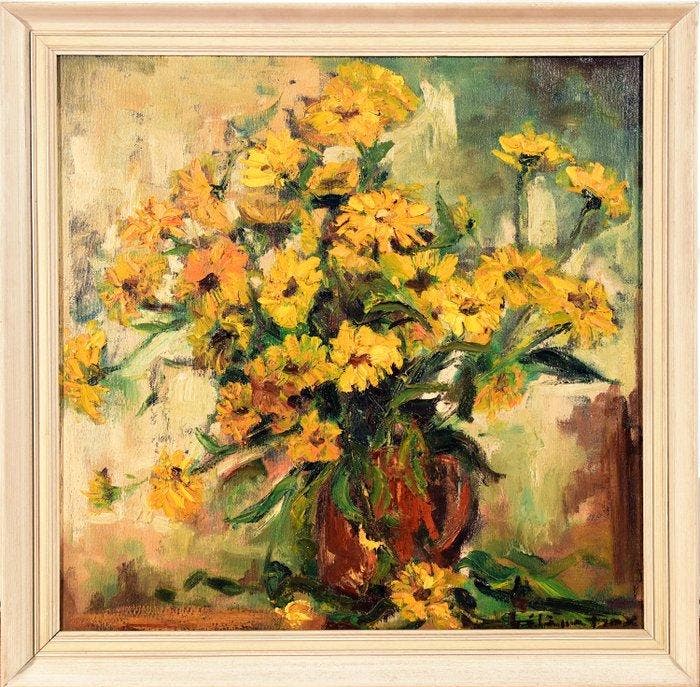 Belgische school (XX) - Expressief bloemstilleven, Antiek en Kunst, Kunst | Schilderijen | Klassiek