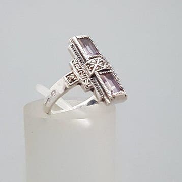 Zilver, Art Deco, Amethist(Getest) - Ring - + Markasieten.