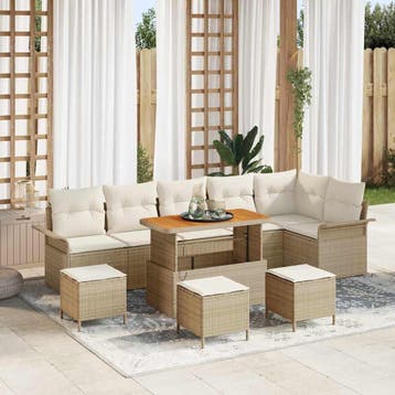 vidaXL Tuinbank Set 10 st 9-Aantal zitplaatsen Beige en, Verzenden, Nieuw