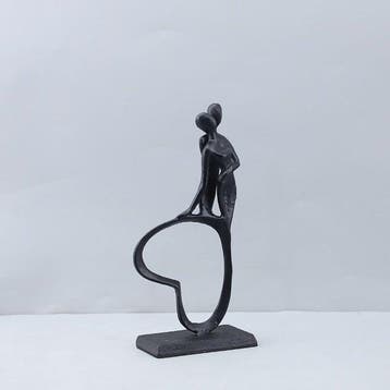 sculptuur, Modern abstract couple heart sculpture - 22 cm -