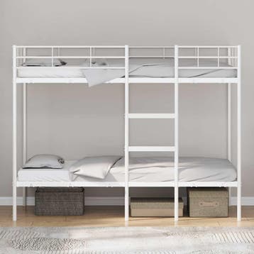 vidaXL Stapelbed zonder matras 90x200 cm staal wit, Verzenden