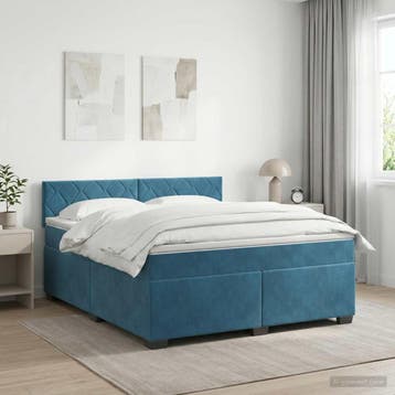 vidaXL Boxspringbed met matras Donkerblauw 140 x 200 cm, Verzenden
