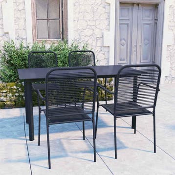 vidaXL 5-delige Tuinset glas en staal zwart, Verzenden, Nieuw, Tuinset