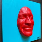 gregos - Red smile on blue light background