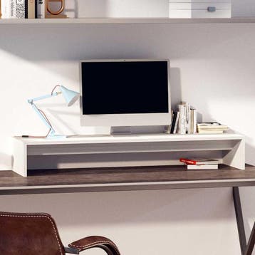 vidaXL Monitorstandaard 100x27x15 cm massief grenenhout wit, Verzenden