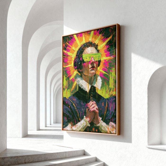 Iconica - The Neon Cyber-Saint - Unique 1/1 XXL (150x100 cm), Antiek en Kunst, Kunst | Designobjecten
