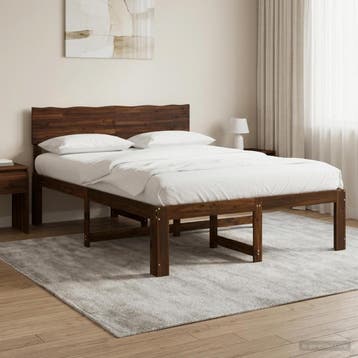 vidaXL Tweepersoonsbed met hoofdbord ROSTOCK Donkerbruin 140, Verzenden, Nieuw