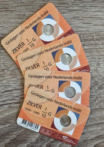 Pays-Bas. 2025 4x Coincard 1/10de gulden Ned. Indie jaar