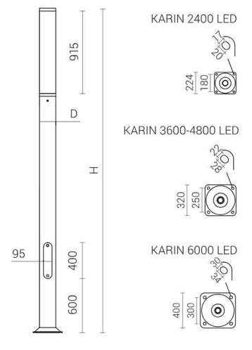 ROSA KARIN 4800 55W LED mast hoge ronde bolder paal in 10 kl, Verzenden