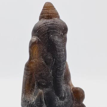 Oud-Indochinese Archaïsch bruin glas Zittend Ganesha-beeld