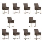 Set van 10 Leren eetkamerstoelen Rumor - Rancho Steel, Ophalen of Verzenden, Nieuw, Leer, Eén