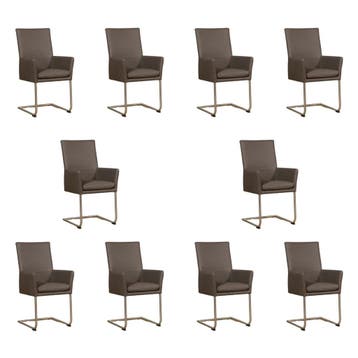 Set van 10 Leren eetkamerstoelen Rumor - Rancho Steel, Ophalen of Verzenden