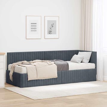 vidaXL Hoekbedframe met Matras met hoofdeinde 2 pcs Grijs, Verzenden, Nieuw