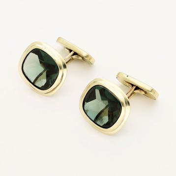 Boutons de manchette - 14 carats Or jaune - Spinelle