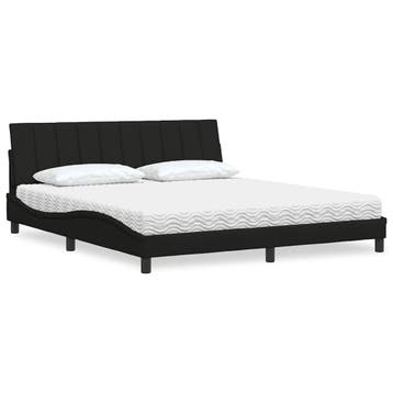 vidaXL Bed met matras Hanko stof zwart 180x200 cm, Verzenden, Nieuw