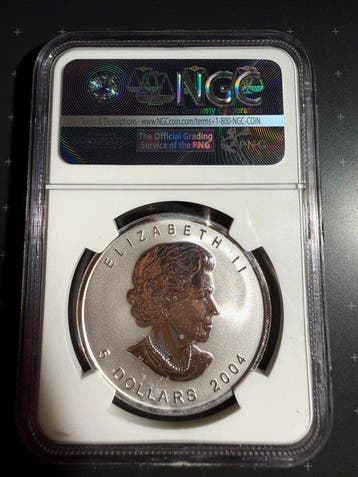 Canada. 5 Dollars 2004 Maple leaf, Libra, SP 66, NGC,, Postzegels en Munten