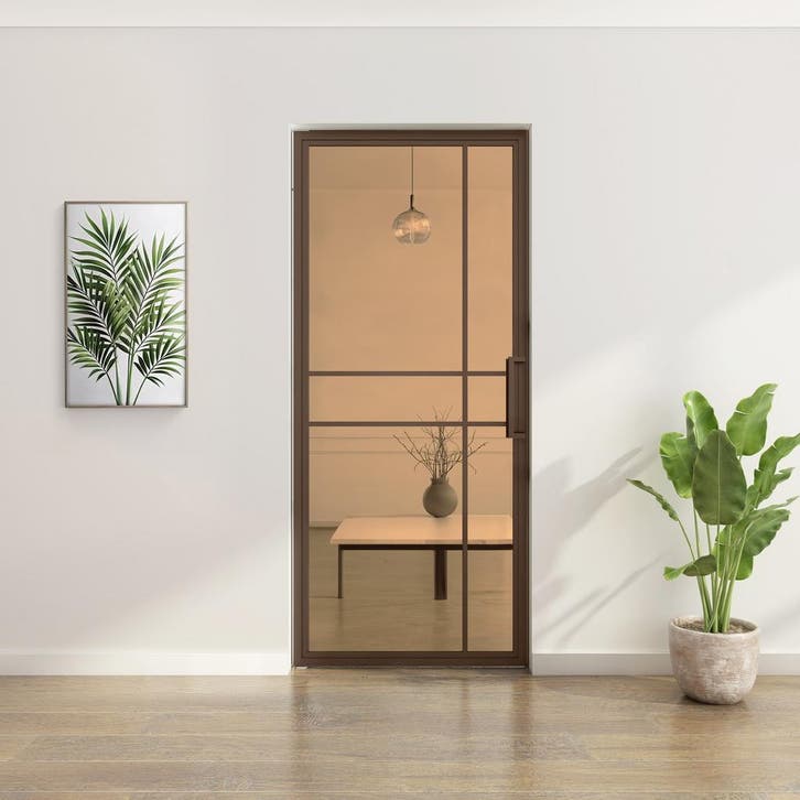 OUTLET: Stalen taatsdeur Brons 6 Vlaks  Brons rook glas Luxe, Doe-het-zelf en Bouw, Deuren en Vliegenramen, Nieuw, Metaal, Overige typen