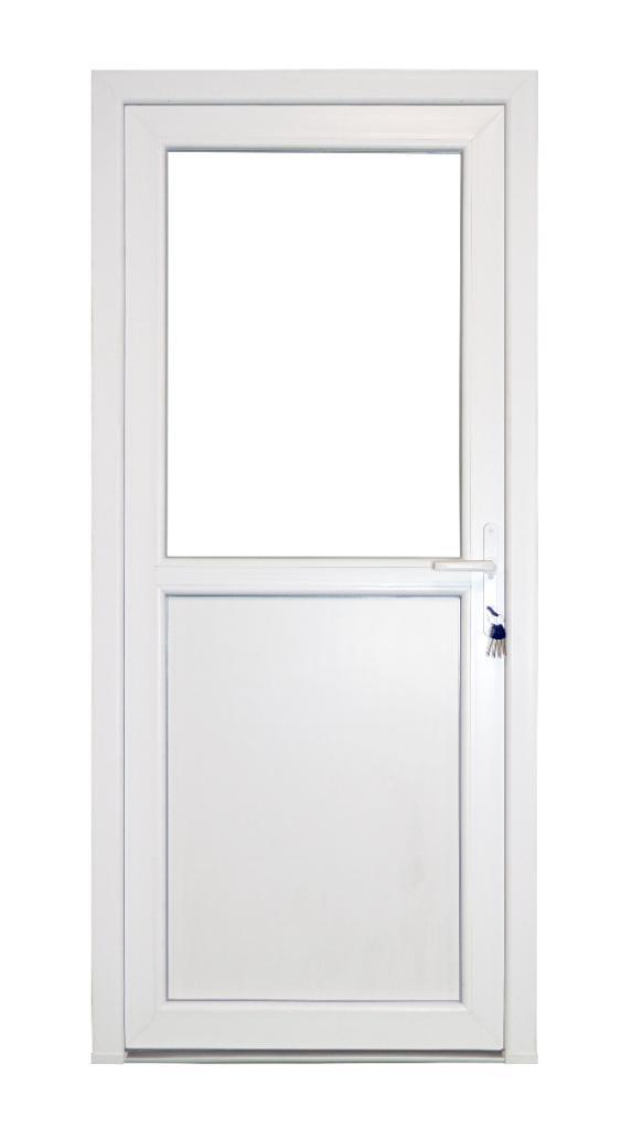 PVC Deur 1/2  glas Premium b98xh215 cm wit R, Bricolage & Construction, Fenêtres & Moustiquaires, Enlèvement ou Envoi