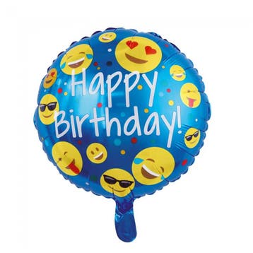 Helium Ballon Happy Birthday Emoji 45cm leeg, Verzenden