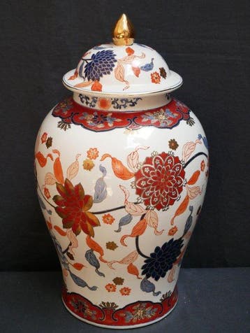 dekselvaas - Porselein, 50 cm - handgemaakte emaille