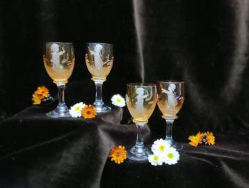 Antikes Marigold Carnival-Glass 1880-1920 - Drankservies (4)
