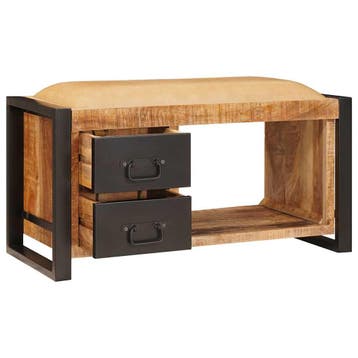vidaXL Opslagbank Bruin 80 x 35 x 40 cm Massief mangohout, Verzenden, Nieuw