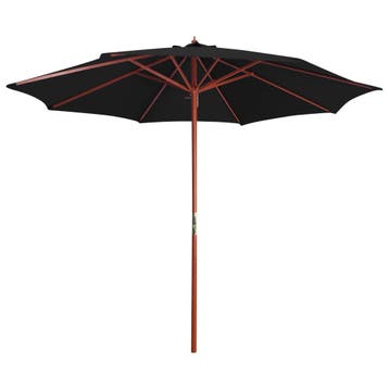 vidaXL Parasol met houten paal 300x258 cm zwart, Verzenden, Nieuw
