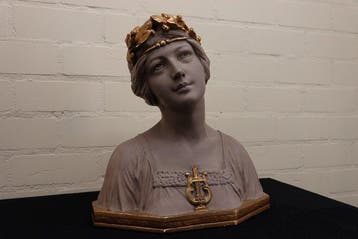 Figure - buste dame met hoofddoek - Plâtre