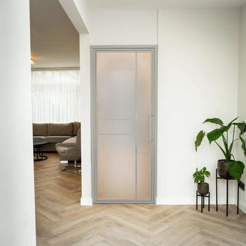 Stalen Binnendeur Kiezelgrijs 6 Vlaks Kanaalglas Luxe design, Binnendeur