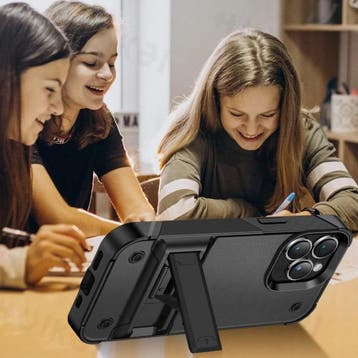iPhone 15 Pro Armor Hoesje met Kickstand - Shockproof Cover, Verzenden
