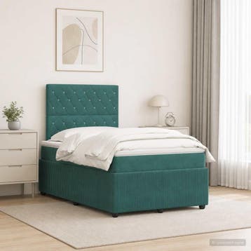 vidaXL LED Boxspringbed met Matras Donkergroen 120 x 200 cm, Verzenden, Nieuw