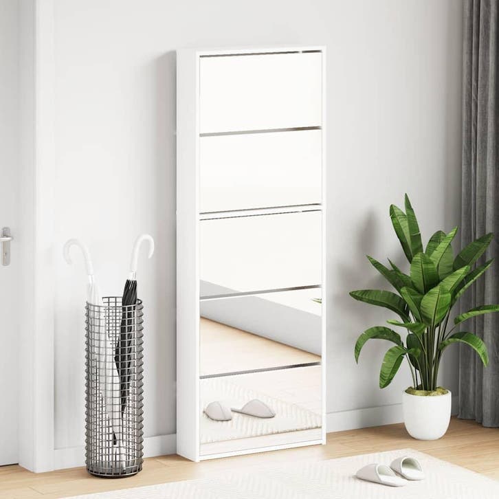 vidaXL Schoenenkast met 5 spiegels 63x17x169,5 cm wit, Huis en Inrichting, Kasten | Schoenenkasten, Nieuw, Verzenden