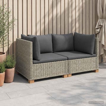 vidaXL 2 st Rieten Loungeset met Kussens GENDT Natuurlijk, Verzenden, Nieuw