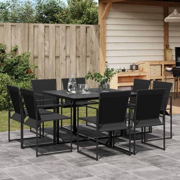 vidaXL 9-delige Tuinset textileen zwart, Verzenden, Nieuw, Tuinset