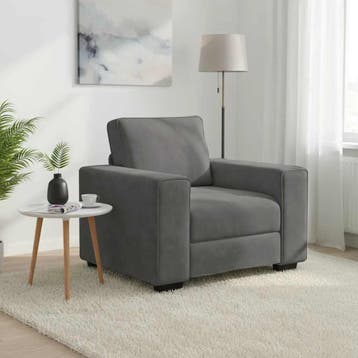 vidaXL Fauteuil 100x77x82 cm fluweel donkergrijs, Verzenden