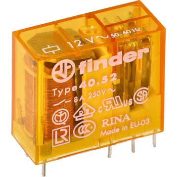 Finder 40.52 Relais PCB 12VAC 2CO 8A AgNi - 40.52.8.012.0000, Verzenden