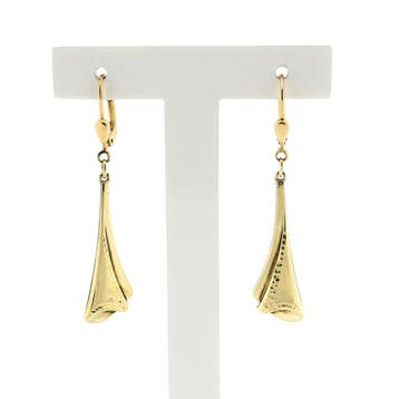 Gouden oorhangers; 14 karaat (Oorbellen), Handtassen en Accessoires, Ophalen of Verzenden, Gebruikt, Goud, Goud