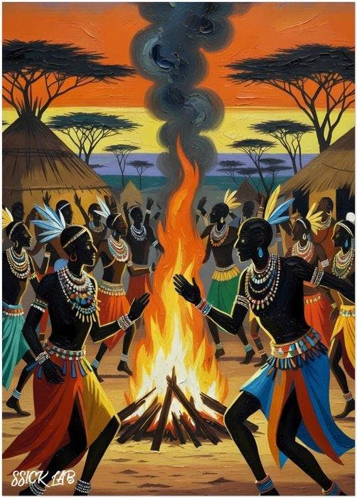 ssick lab - The Bonfire Dance A Night of Tradition, Antiquités & Art, Art | Art non-occidental