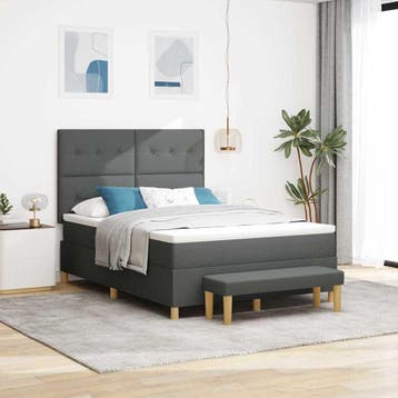 vidaXL Boxspring bed met hoofdeinde Donkergrijs 200 x 160 cm, Verzenden