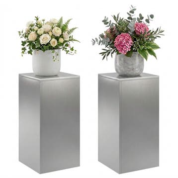 vidaXL Plantenstand 2 pcs zilver 30 x 30 x 60 cm Roestvrij, Tuin en Terras, Verzenden, Nieuw