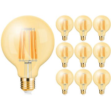 10x LED Lamp E27 Globe Filament Brinton 6W G95 2200K Dimbaar, Verzenden