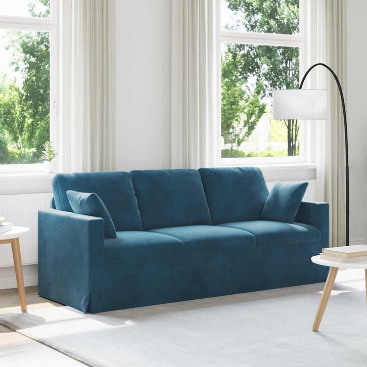 vidaXL bank / zetel Blauw 198 x 78 x 80 cm Fluweel, Maison & Meubles, Canapés | Salons, Envoi