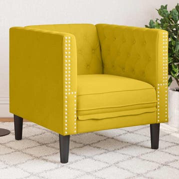 vidaXL Fauteuil Chesterfield-stijl fluweel geel, Verzenden