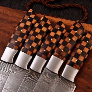 Keukenmes - Chefs knife - Gevouwen staal, hout en olijfhout, Antiek en Kunst