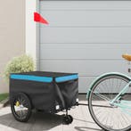 vidaXL Fietstrailer 30 kg ijzer zwart en blauw, Verzenden, Nieuw
